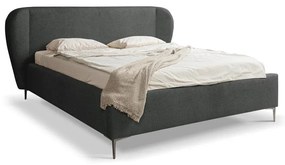 Letto matrimoniale imbottito grigio scuro con rete inclusa 140x200 cm Makana – Makamii
