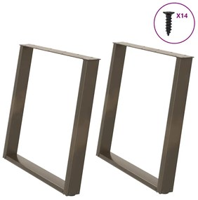 Gambe Tavolo Pranzo A U 2 Pz 100x(72-73) Cm Acciaio /