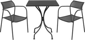 ROMANUS - set tavolo in metallo cm 60 x 60 x 72 h con 2 poltrone Aviim