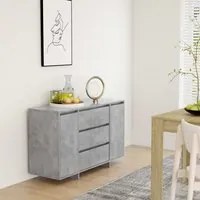 Credenza con 3 Cassetti Grigio Cemento 120x41x75 cm Truciolato 809615