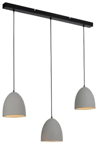 Lampadario Industriale ETON nero paralume grigio 3x E27 PAUL NEUHAUS
