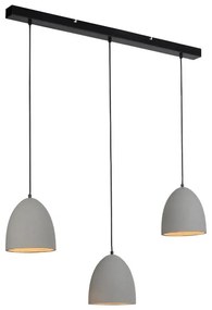 Lampadario Industriale ETON nero paralume grigio 3x E27 PAUL NEUHAUS