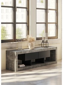 Tavolo TV grigio-nero in cemento 175x52 cm Nara - TemaHome