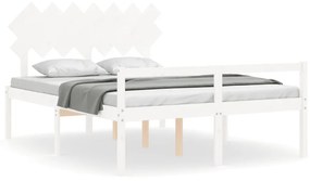 Letto per Anziani con Testiera Bianco 140x190 cm Legno Massello