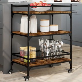 Carrello Da Cucina Rovere Fumo 65x40x86,5 Cm Legno Multistrato /