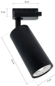 Faretto MICA per sistema a binario 1xGU10/25W/230V Monofase nero