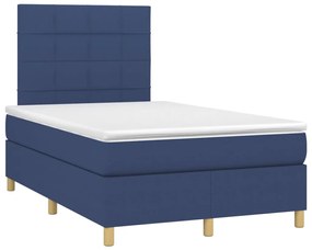 Letto a molle con materasso e led blu 120x190 cm in tessuto