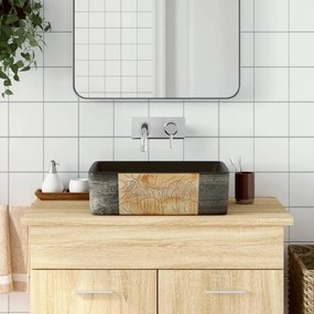 Lavabo Appoggio Nero Marrone Rettangolare 46x35,5x13cm Ceramica /