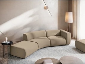 Chaise longue beige (con penisola a sinistra) con rivestimento in velluto Ekahi – Makamii