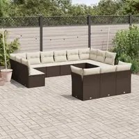 Set Divani da Giardino 13 pz con Cuscini Marrone in Polyrattan 3218453