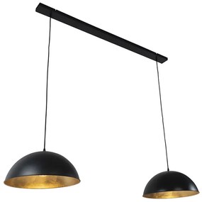 Lampada a sospensione industriale nera con oro 2 luci - Magnax
