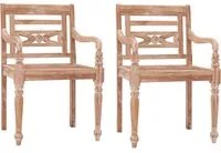 Sedie Batavia 2 pz Bianco Slavato in Legno Massello di Teak cod mxl 45085