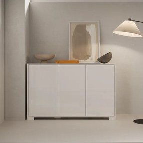 Madia in legno a 3 ante e 2 vani con ripiani 130 cm KYLA Bianco Lucido
