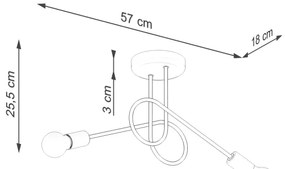 Sollux SL.1472 - Lampadario a plafone LOOP 2xE27/15W/230V nero