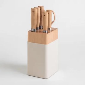Set Coltelli Da Cucina Bloc Beige Lino - Sklum