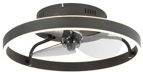 Ventilatore da soffitto nero incl. LED con telecomando - Maddy