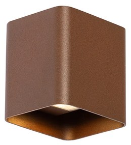Applique da parete moderna marrone ruggine con LED IP54 quadrata - Evi
