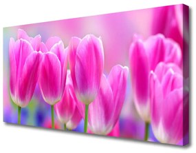 Quadro su tela Tulipani Sul Muro 100x50 cm