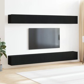 Set di mobile tv in 6 pezzi in legno ingegnerizzato nero