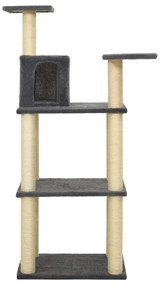 Albero per gatti con tiragraffi in sisal grigio scuro 119 cm