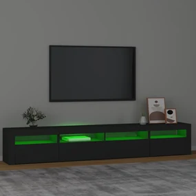 Mobile porta tv con luci led nero 240x35x40 cm