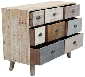 COLORWOOD - cassettiera otto cassetti in legno colorato da 125 cm