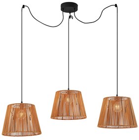 Lampada a sospensione da esterno nera con paralumi in corda arancione 3 luci IP44 - Cava Jayla