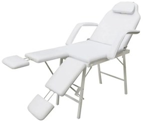 Lettino da Massaggio Portatile in Similpelle 185x78x76cm Bianco