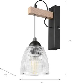 Lampada da parete LEANDRA 1xE27/15W/230V rovere/nero