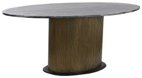 Tavolo da Pranzo Home ESPRIT Nero Dorato Ottone Marmo 200 x 110 x 76 cm