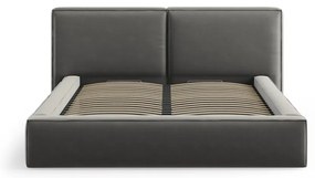 Letto matrimoniale imbottito grigio in velluto con contenitore con rete inclusa 180x200 cm Arendal – Cosmopolitan Design