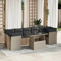 Set Divano da Giardino 8pz con Cuscini Grigio Chiaro Polyrattan 3266402