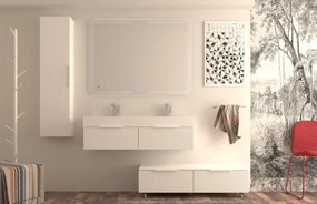 Mobile da bagno sospeso sotto lavabo L 120 x H 25 x P 44 cm bianco laccato opaco, 1 cassetto BADEN HAUS Modula