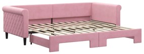 Divano letto con letto estraibile rosa 90x200 cm in velluto