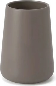 Porta spazzolini bagno tortora e cromo in ceramica Sidney