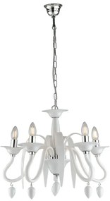 Lampadario Neoclassico Estefan bianco  5x E14 FAN EUROPE