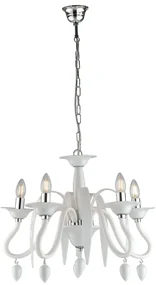 Lampadario Neoclassico Estefan bianco  5x E14 FAN EUROPE
