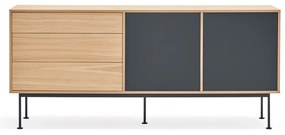 Cassettiera grigio antracite con impiallacciatura in rovere , larghezza 180 cm Yoko - Teulat