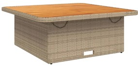 Tavolo da giardino beige 110x110x71cm polyrattan e legno acacia