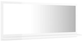 Specchio da Bagno Bianco Lucido 90x10,5x37 cm Legno Multistrato