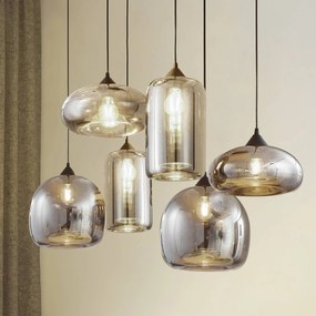 Lampada a sospensione in vetro Marla Lindby, dimmerabile, Nero, Soggiorno / Sala da pranzo, Vetro, Moderno, Lampada a sospensione