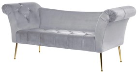 Chaise longue in velluto grigio chiaro NANTILLY Beliani