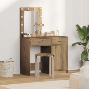 Set di toeletta in 2 pezzi  con led in legno ingegnerizzato rovere artigianale