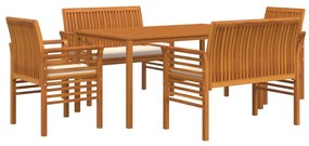 Set da Pranzo per Esterni 5pz con Cuscini Legno Massello Acacia