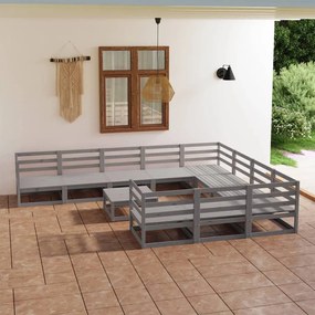 Set divani da giardino 11 pz in legno massello di pino