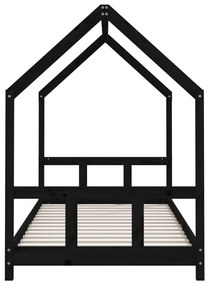 Giroletto per bambini nero 90x200 cm in legno massello di pino