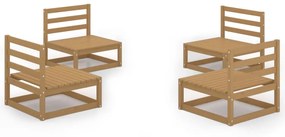 Set divani da giardino 4 pz miele in legno massello di pino