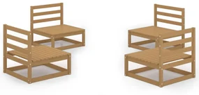 Set divani da giardino 4 pz miele in legno massello di pino