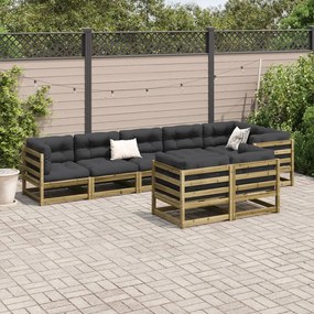 Set divani da giardino 8pz con cuscini legno impregnato di pino