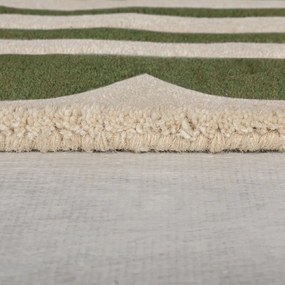 Passatoia in lana tessuta a mano di colore verde-naturale 80x230 cm Lois Scallop - Flair Rugs